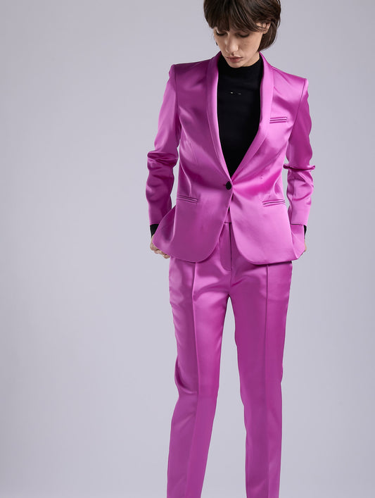 Pink satin fitted jacket