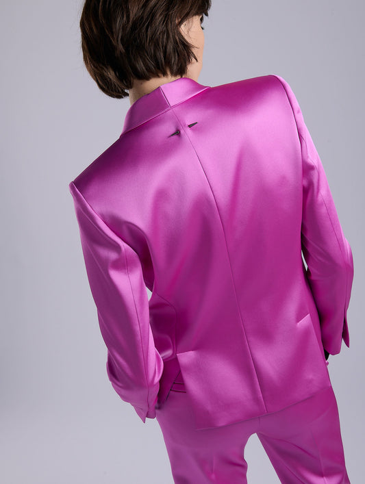 Pink satin fitted jacket