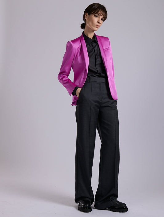 Pink satin fitted jacket