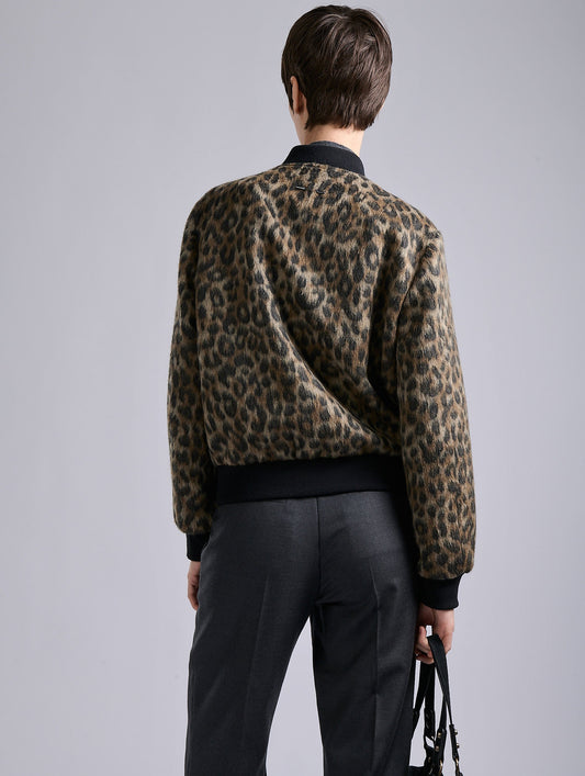 Blouson Teddy en jacquard léopard