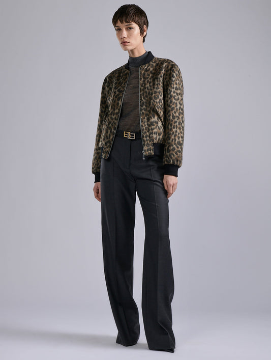 Blouson Teddy en jacquard léopard