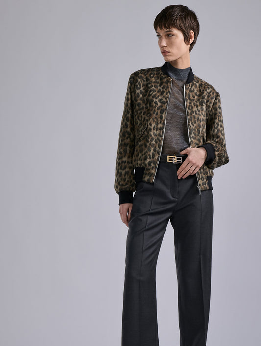Blouson Teddy en jacquard léopard