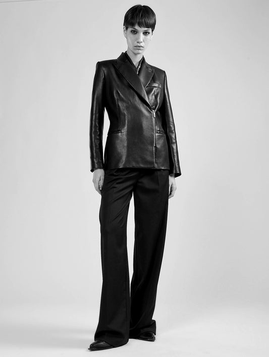 Black plongé leather jacket

