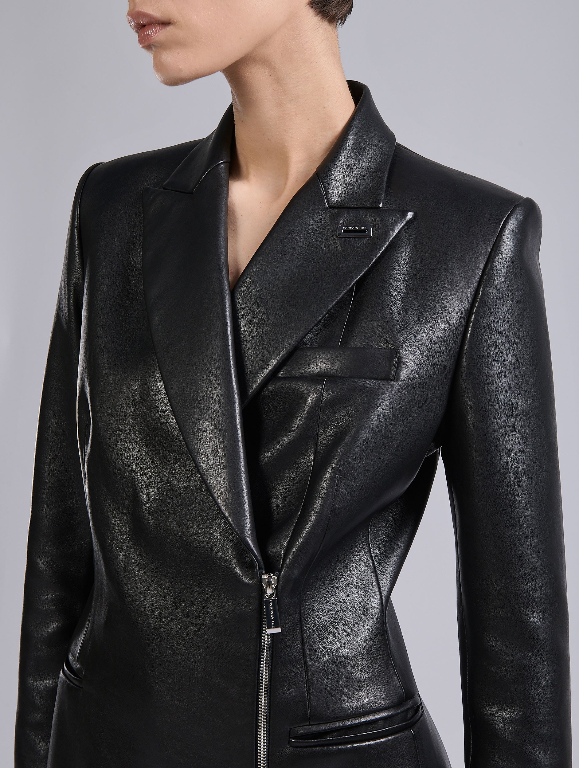 Women Ready-to-wear | Black plongé leather jacket | Barbara Bui