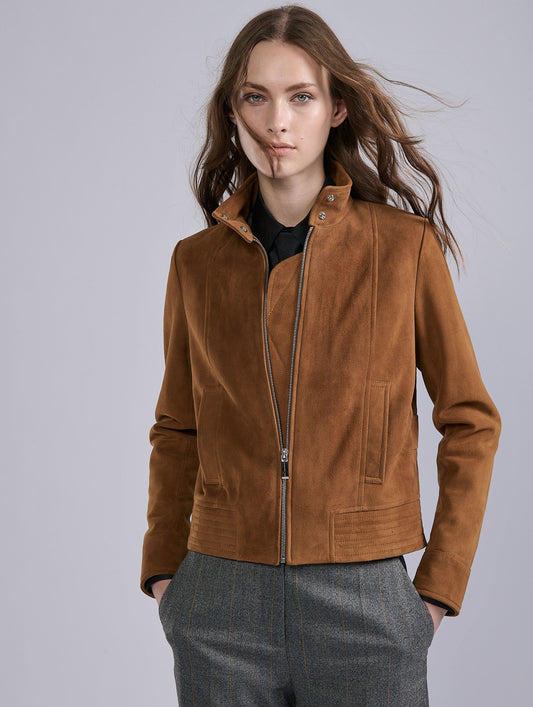 Camel suede lambskin jacket