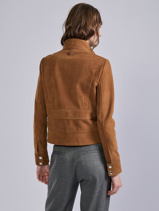 Camel suede lambskin jacket