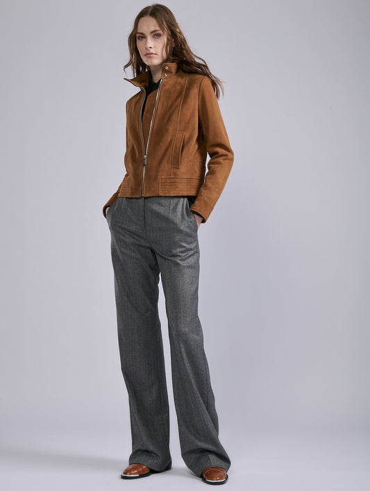 Camel suede lambskin jacket