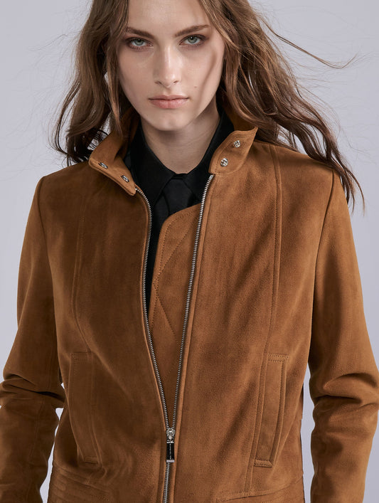 Camel suede lambskin jacket