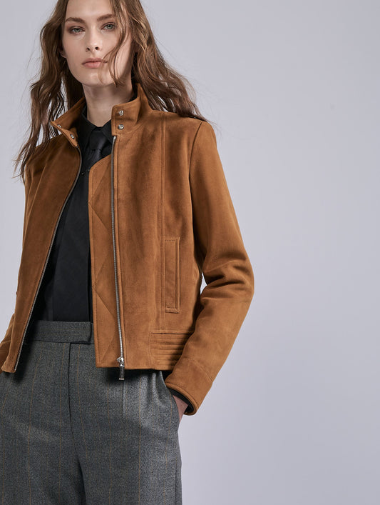 Camel suede lambskin jacket