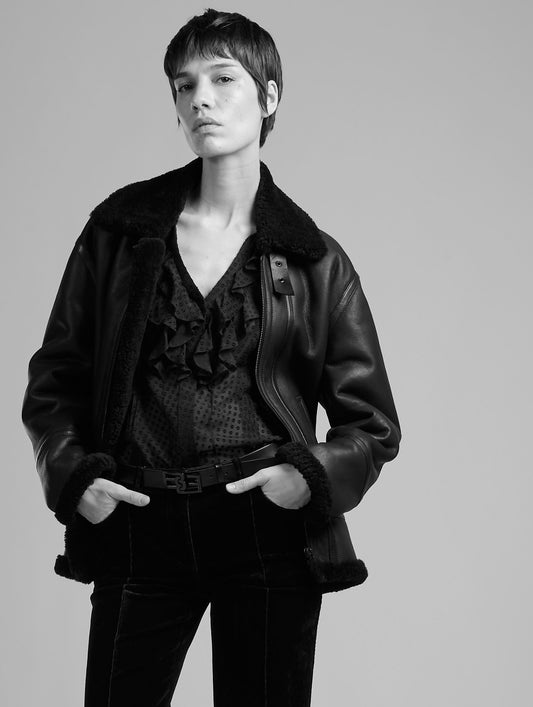 Brown shearling jacket
