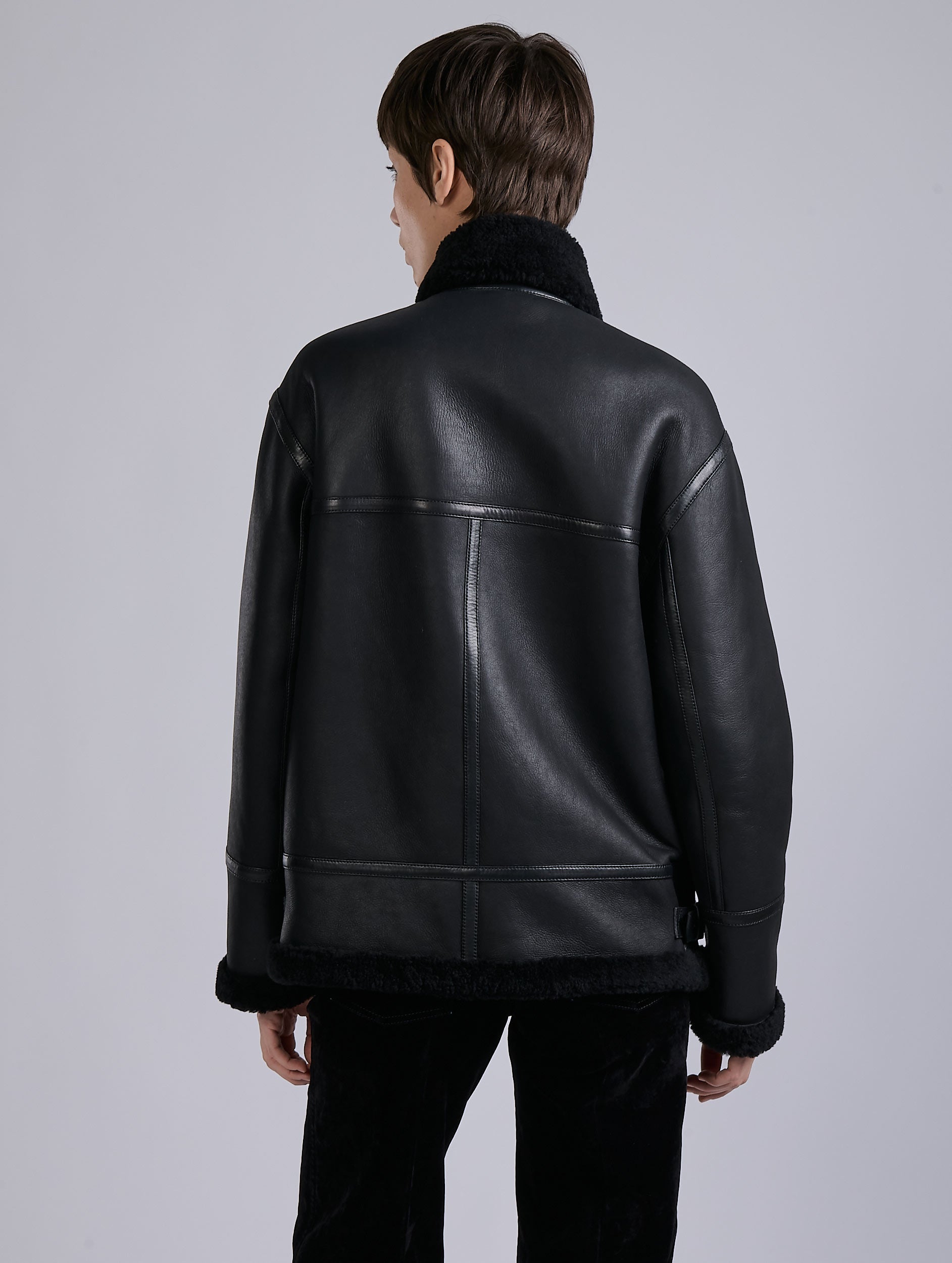 Women Ready-to-wear| Black shearling jacket | Barbara Bui Official