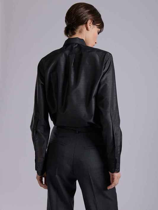 Grey extra-fine wool and silk shirt