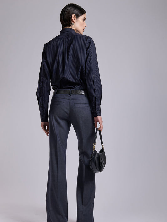 Blue micro-striped cotton poplin shirt
