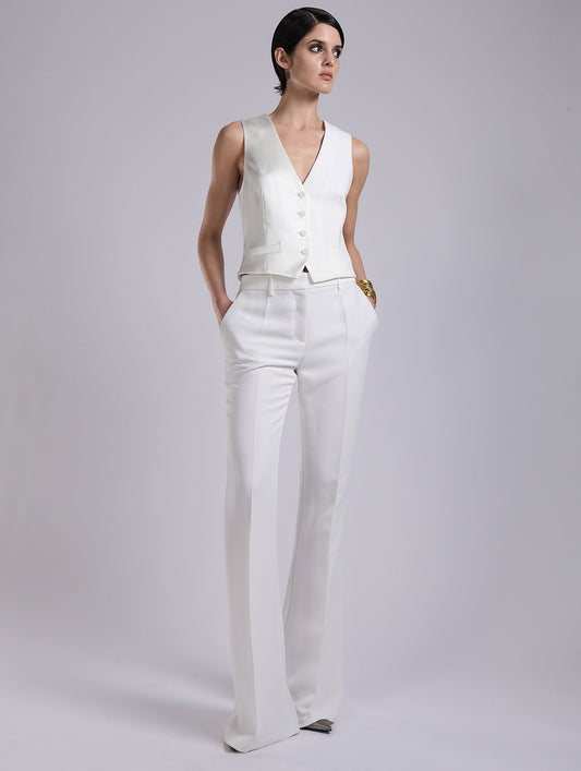 Gilet de costume en crêpe et satin ivoire
