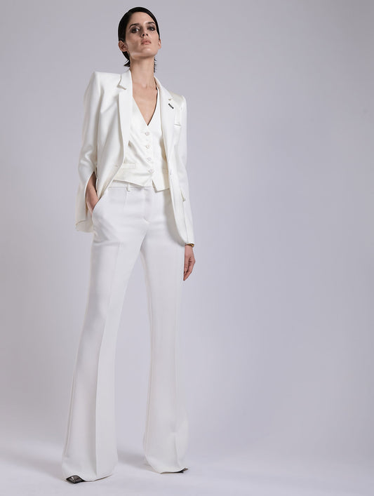 Gilet de costume en crêpe et satin ivoire