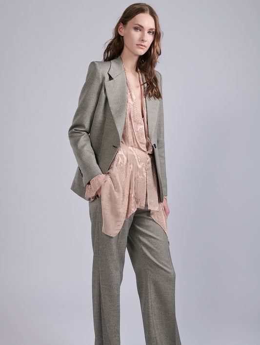 Blouse en satin dévoré motif python blush