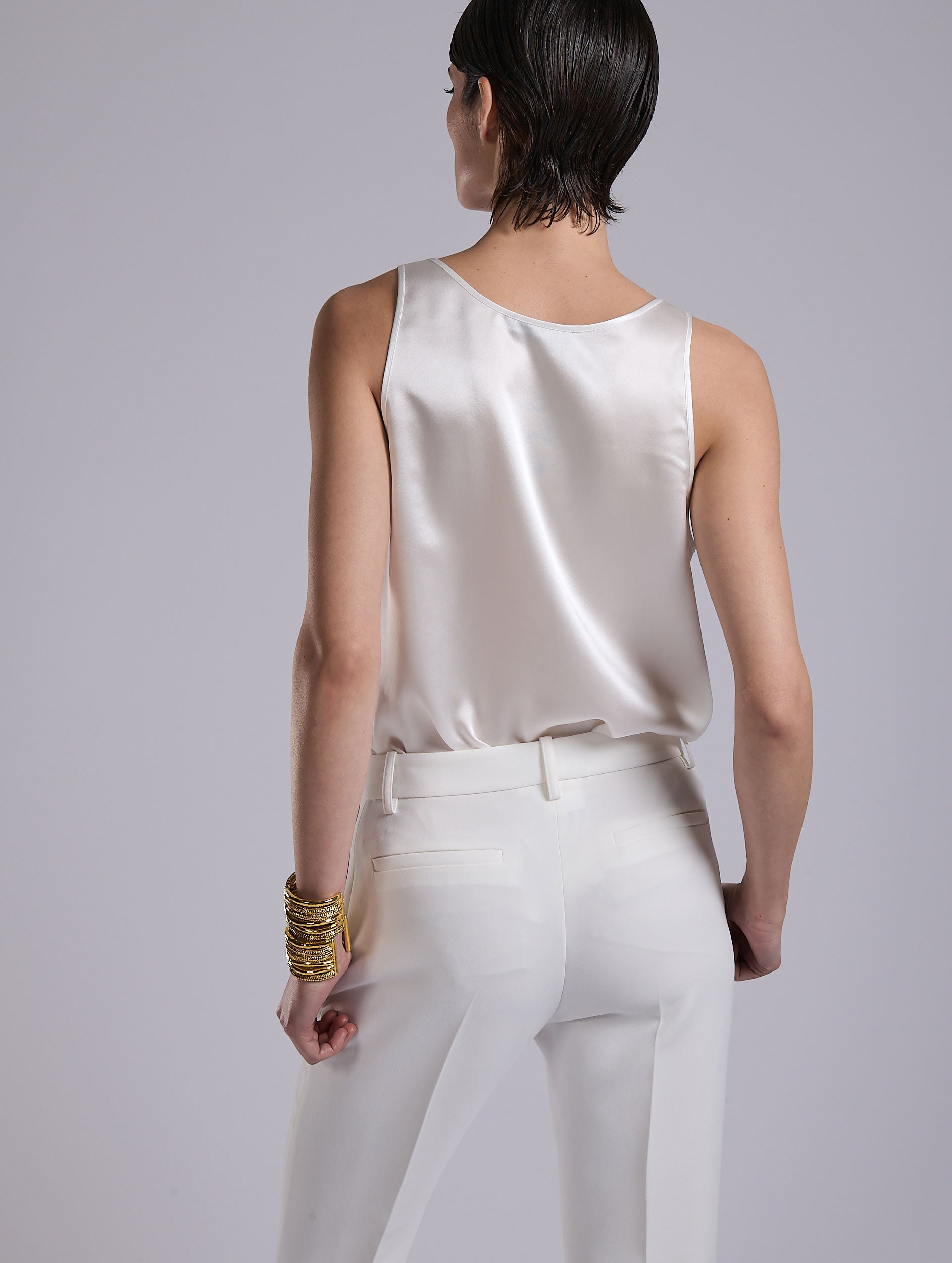 Women ready-to-wear | Ivory silk satin tank top | Barbara Bui