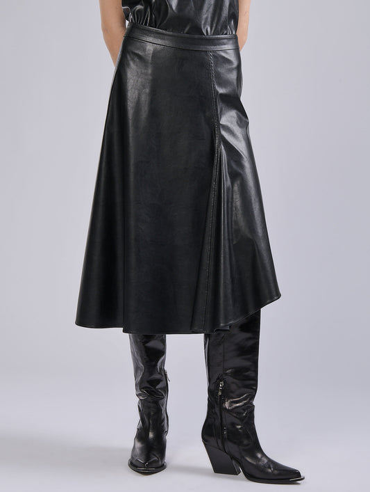 Black ultra-light faux leather skirt