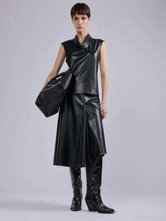Black ultra-light faux leather skirt