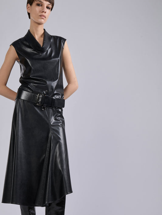 Black ultra-light faux leather skirt