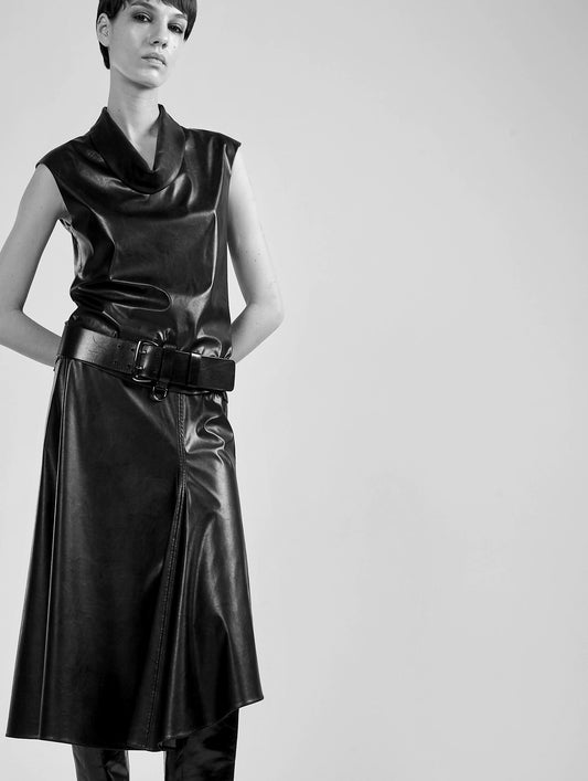 Black ultra-light faux leather skirt