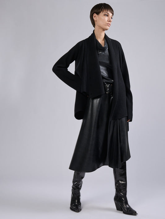 Black ultra-light faux leather skirt