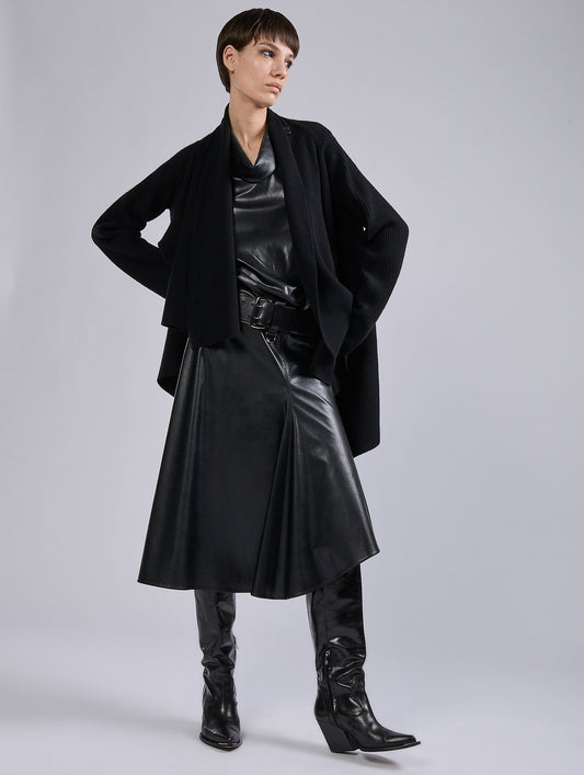 Black ultra-light faux leather skirt