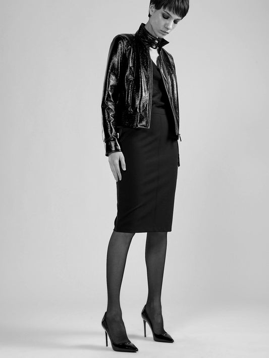 Black Milano jersey pencil skirt