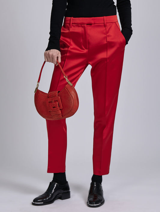 Red satin Roxy trousers