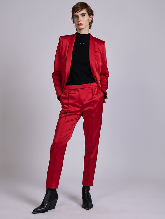 Red satin Roxy trousers