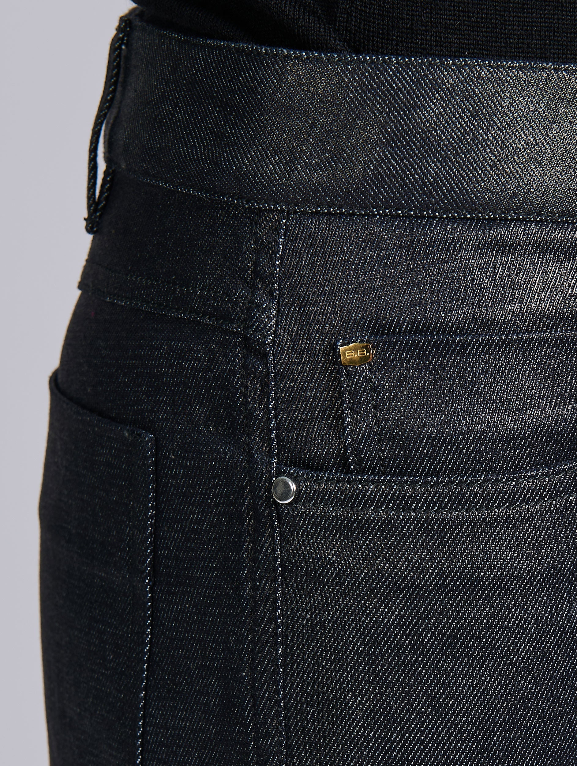 Women ready-to-wear | Resin-coated denim bootcut jeans | Barbara