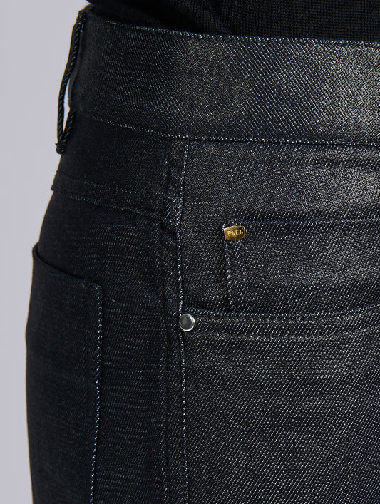 Metallic denim bootcut jeans