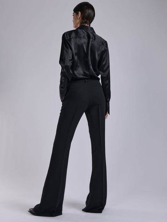 Black crepe bootleg trousers