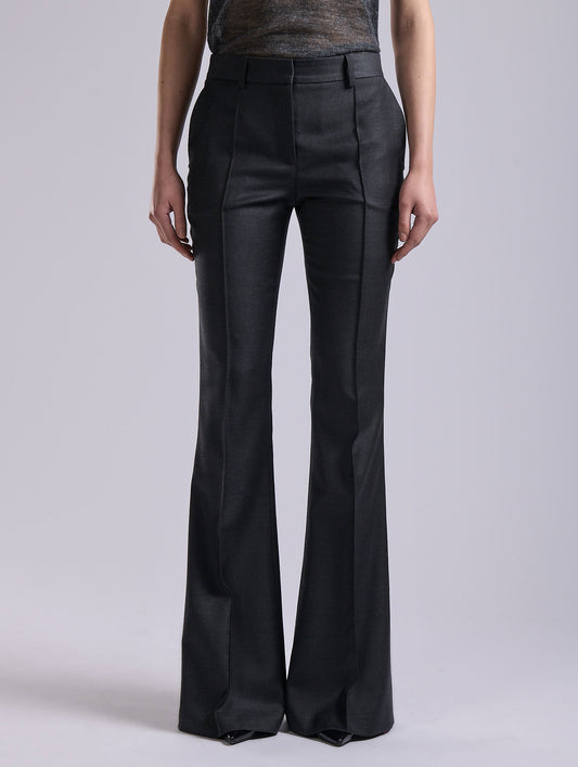 Grey wool and cashmere twill bootleg  trousers