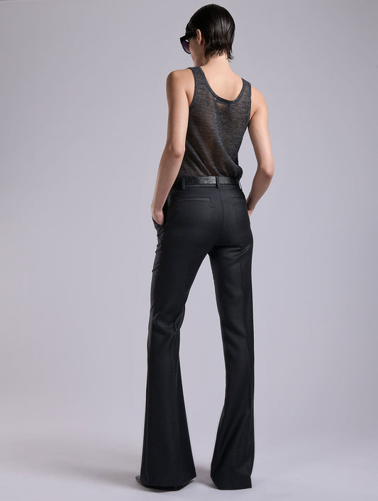 Grey wool and cashmere twill bootleg  trousers