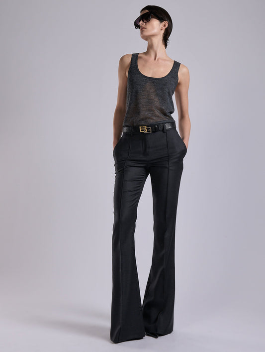 Grey wool and cashmere twill bootleg  trousers