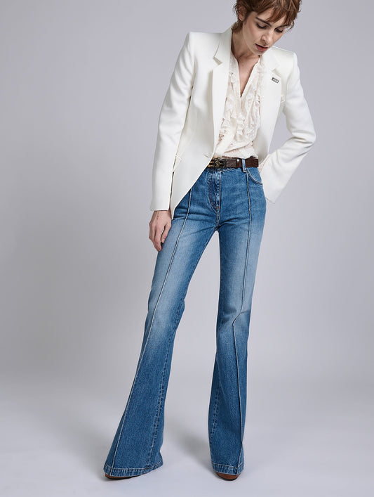 Jean bootleg en denim bleu