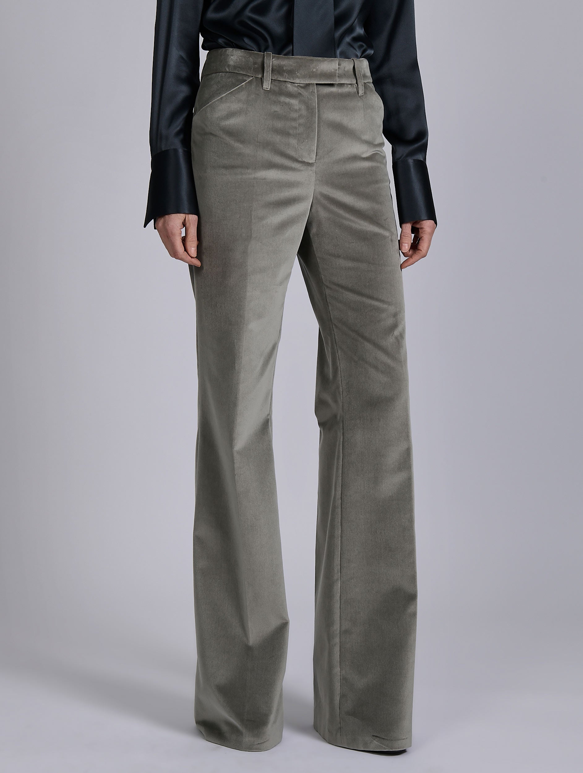 Women ready-to-wear | Grey velvet flare trousers | Barbara Bui