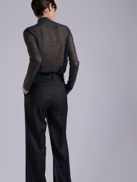Grey wide-leg wool and cashmere twill trousers