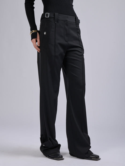 Black wool gabardine trousers