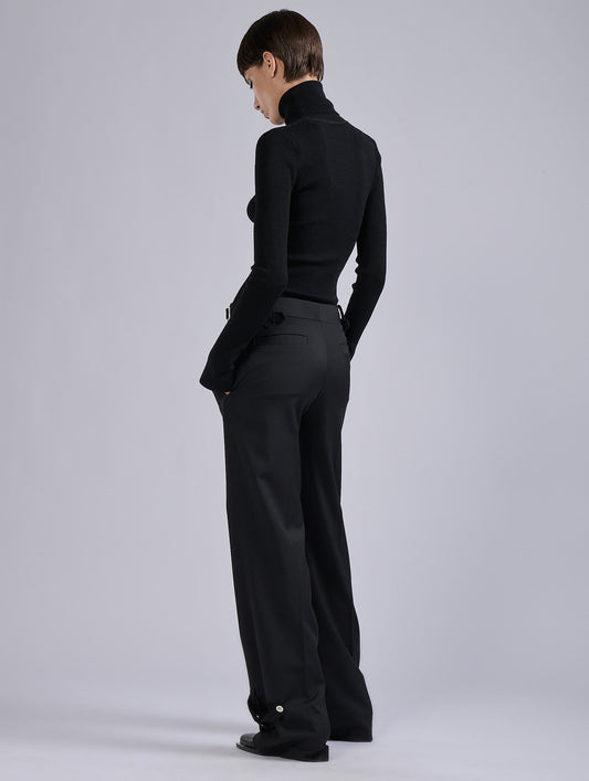 Black wool gabardine trousers
