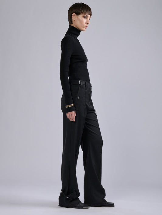 Black wool gabardine trousers