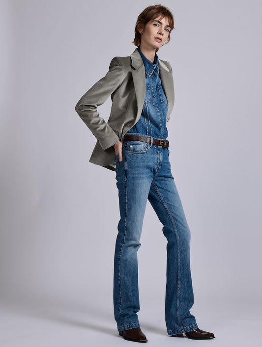 Blue denim 5-pocket straight fit jeans