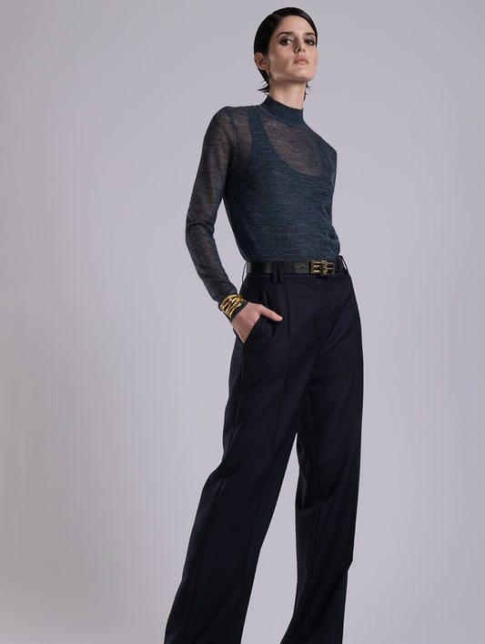 Navy voile knit tank top