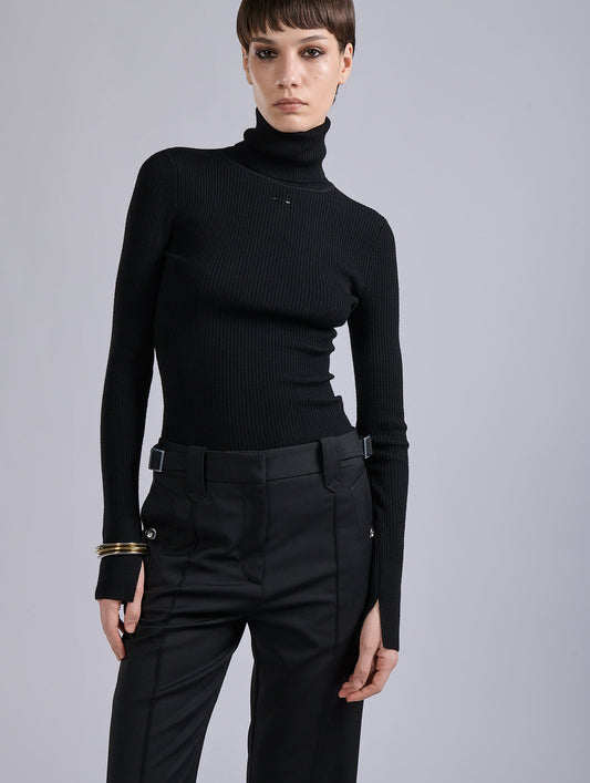 Black merino wool turtleneck sweater