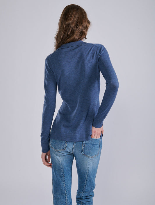 Saharienne en maille mérinos bleue