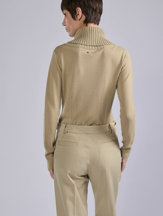 Prêt-à-Porter Femme | Pull à col roulé en maille mérinos sable | Barbara Bui Boutique Officielle Prêt-à-Porter Femme | Pull à col roulé en maille mérinos sable | Barbara Bui Boutique Officielle