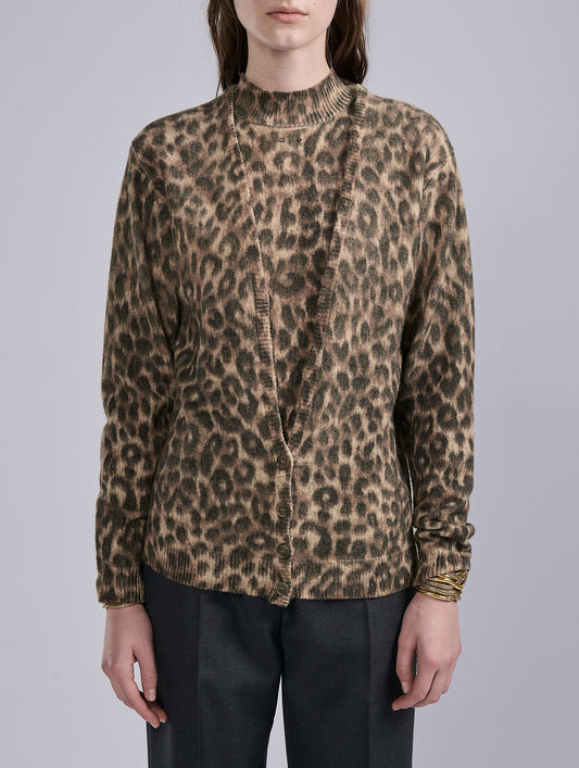 Cardigan en maille imprimé léopard