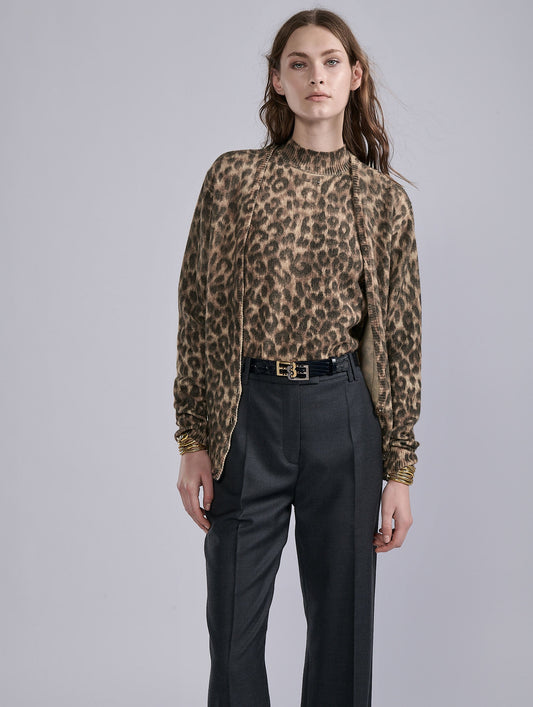 Cardigan en maille imprimé léopard
