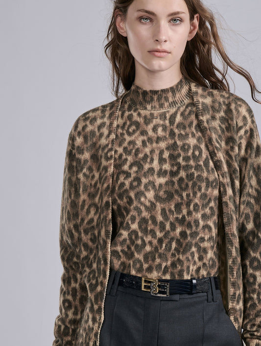Cardigan en maille imprimé léopard